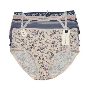 LAURA ASHLEY 5 Pack Briefs Panties Floral Stripes Stretchy Pink Blue NWT Medium